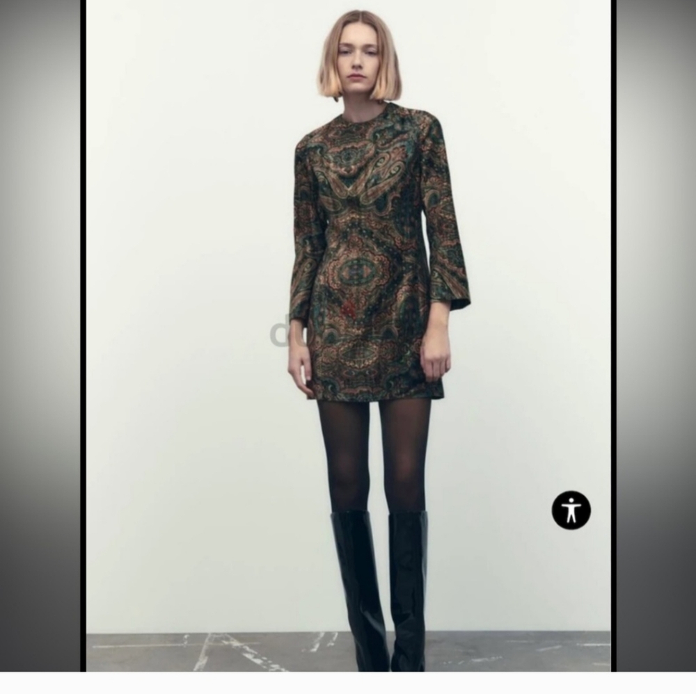 Zara Velvet Paisley Mini Bodycon Dress S NWOT